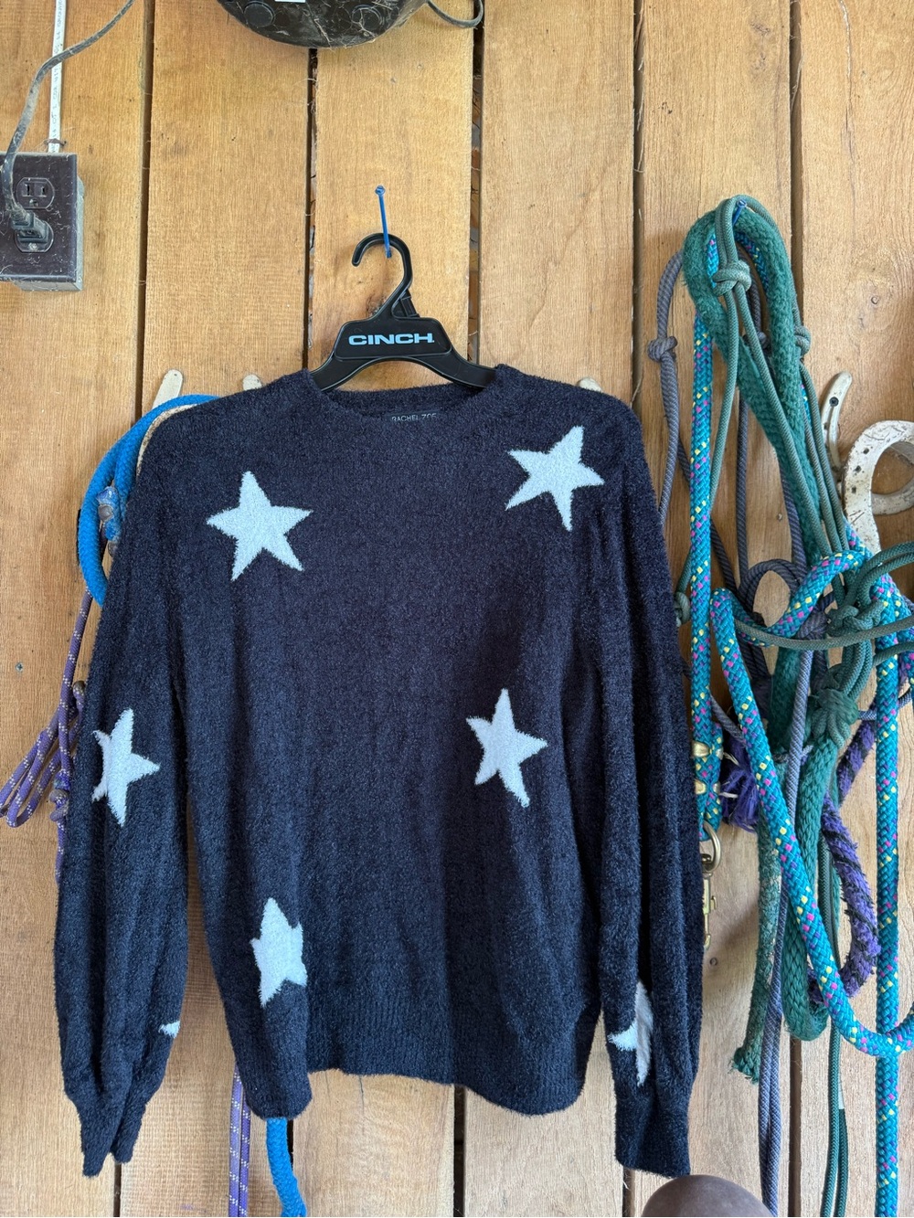 Rachel Zoe Navy Sweater with White Star Pattern